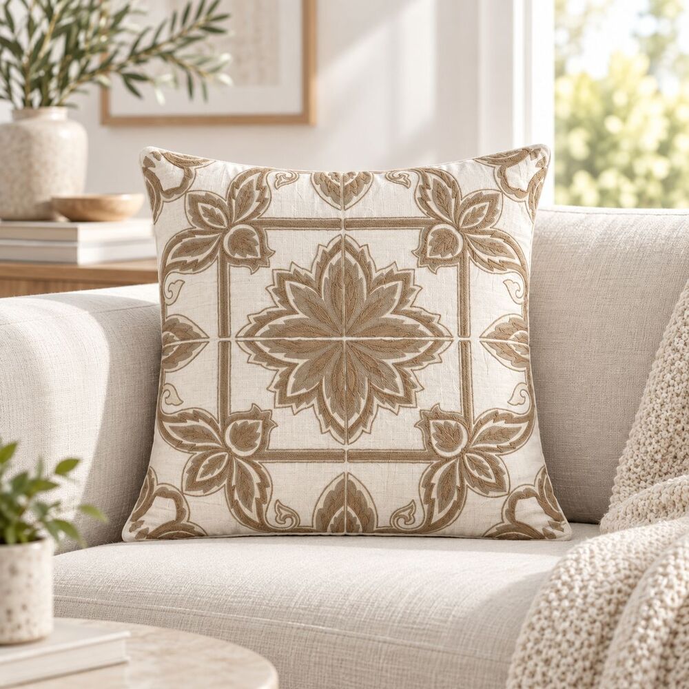 1 PCS Leaf Embroidered Cushion Cover Square Throw Pillow Case Sofa Home 290562